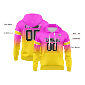 Sudadera con capucha degradada personalizada para hombre-mujer-niña o niño Imprime tu logotipo-nombre o número Rosa y amarillo