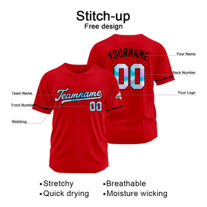 Camiseta de béisbol roja personalizada con diseño bordado Camisetas de béisbol de hip hop personalizadas