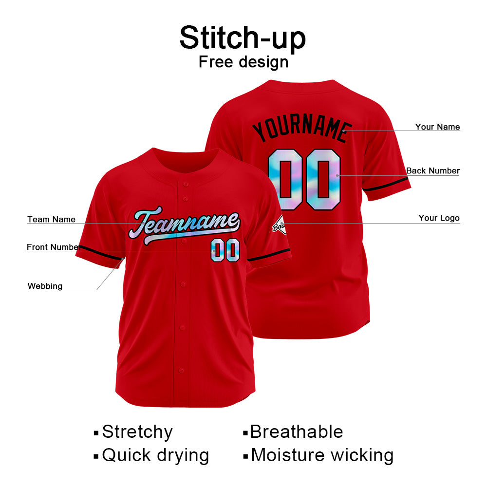 Camiseta de béisbol roja personalizada con diseño bordado Camisetas de béisbol de hip hop personalizadas