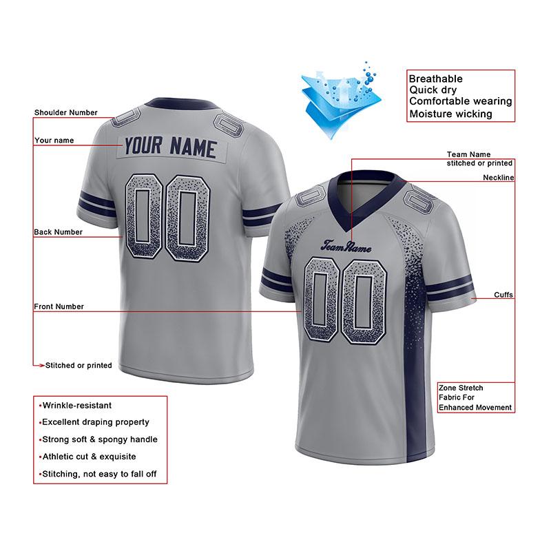 team custom authentic drift fashion football jersey gray-navy mesh