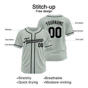Camiseta de béisbol personalizada con diseño bordado & estilo hip hop & color gris y negro