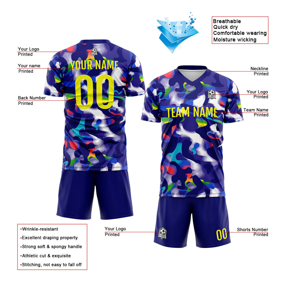 Conjunto personalizado de camiseta de fútbol para niños y adultos & color azul marino