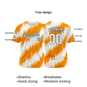 Camiseta de béisbol con dise?o personalizado estampado completo color naranja y blanco