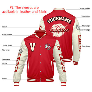 Chaquetas universitarias personalizadas de color rojo crema para hombres & mujeres y jóvenes & Chaquetas Letterman personalizadas
