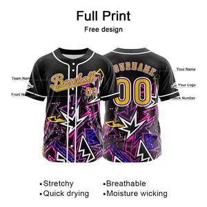 Camiseta de béisbol personalizada negra y rosa con botones para hombre mujer adulto y joven Estampado de nombre número y logotipo