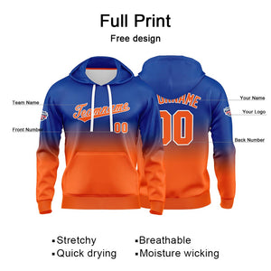 Sudadera con capucha personalizada con degradado para hombre-mujer-niña o niño Estampa tu logotipo-nombre o número en color naranja real
