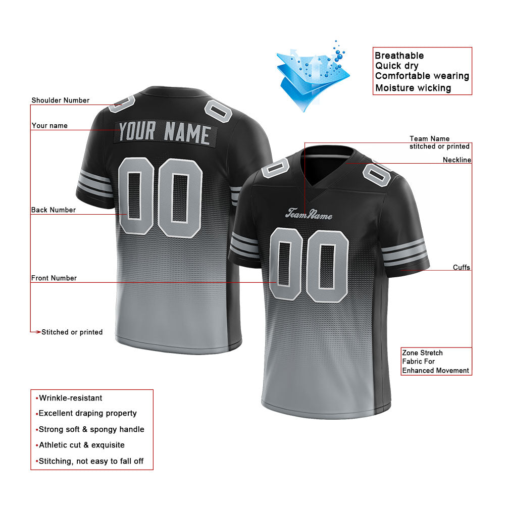 custom authentic gradient fashion football jersey gray-green