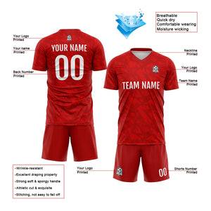 Conjunto personalizado de camiseta de fútbol roja para niños y adultos