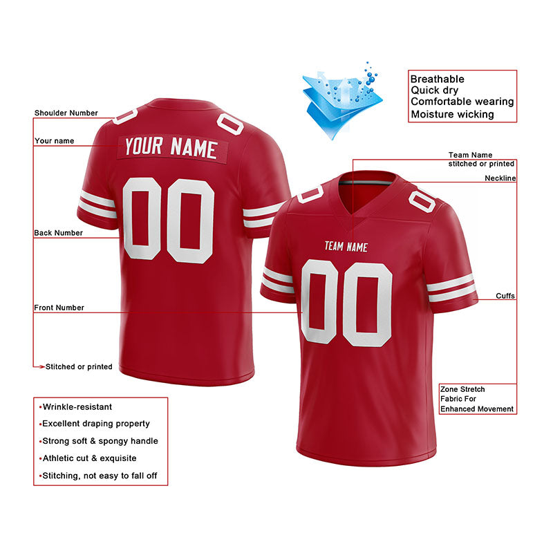custom authentic football jersey white-red mesh