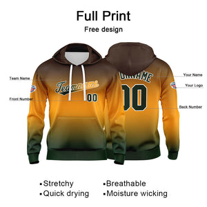 Sudadera con capucha personalizada con degradado para hombre-mujer-niña o niño Estampa tu logotipo-nombre o número en color naranja y verde