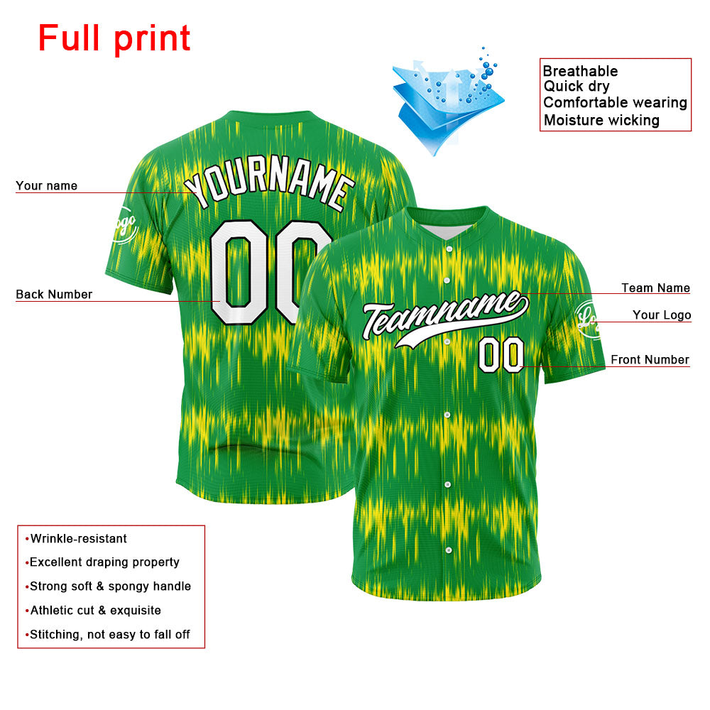 Dise?o personalizado de camiseta de béisbol verde con estampado completo
