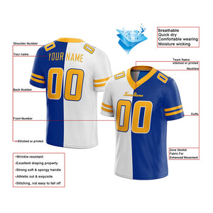 custom authentic split fashion football jersey royal-white-yellow mesh