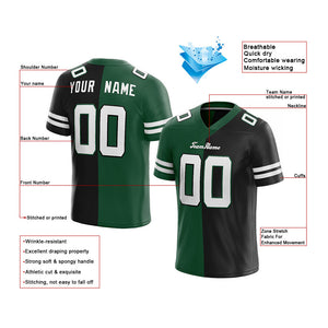 custom authentic split fashion football jersey green-black-white