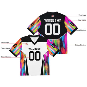 Camiseta de fútbol personalizada con nombre y número del equipo bordados-color blanco-negro y rosa