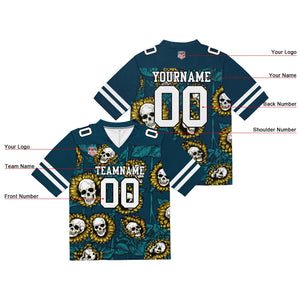 Camiseta de fútbol personalizada con nombre y número del equipo bordados a mano-color verde girasol/medianoche