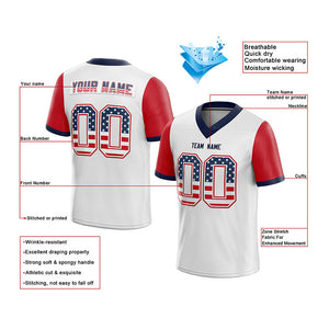 customized authentic football jersey white-red-navy mesh big size 7x