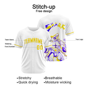 Uniformes de béisbol personalizados Shark-White&Yellow de alta calidad para adultos y niños & optimizados para el rendimiento