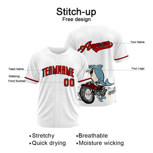 Uniformes de béisbol personalizados Motor Shark-White de alta calidad para adultos y niños & optimizados para el rendimiento