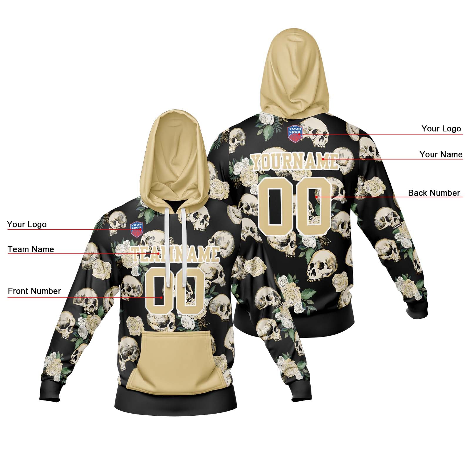 Sudadera con capucha degradada personalizada para hombre-mujer-niña o niño Imprime tu logotipo-nombre y número