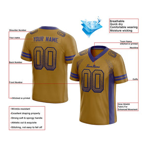 custom authentic drift fashion football jersey gold-purple mesh
