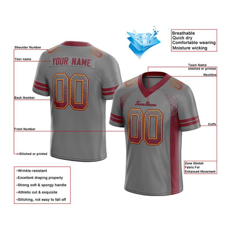 custom authentic drift fashion football jersey purple-yellow mesh