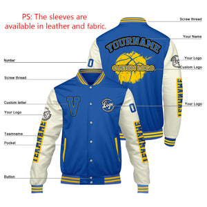 Chaquetas universitarias personalizadas en color azul crema para hombres & mujeres y jóvenes & Chaquetas Letterman personalizadas