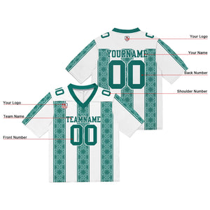 Camiseta de fútbol personalizada con nombre y número del equipo impresos y bordados-color blanco y verde