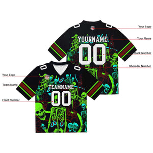 Camiseta de fútbol personalizada con nombre y número del equipo bordados y estampados en verde neón