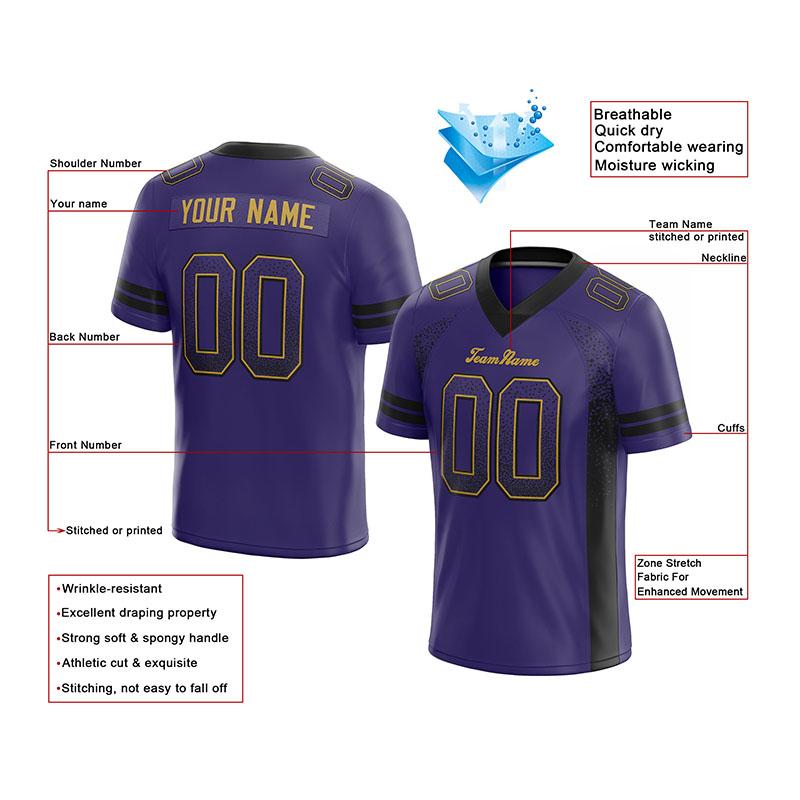 custom authentic drift fashion football jersey purple-black mesh
