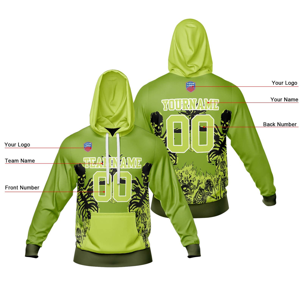 Sudadera con capucha degradada personalizada para hombre-mujer-niña o niño Imprime tu logotipo-nombre y número