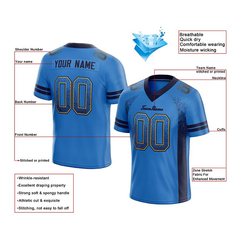custom authentic drift fashion football jersey light blue-navy mesh