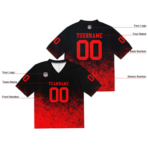 Camiseta de fútbol personalizada con nombre y número del equipo impresos y bordados-color negro y rojo
