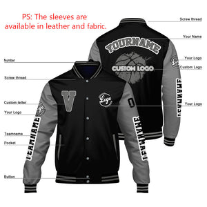 Chaquetas universitarias personalizadas en negro y gris mate para hombres & mujeres y jóvenes & Chaquetas Letterman personalizadas
