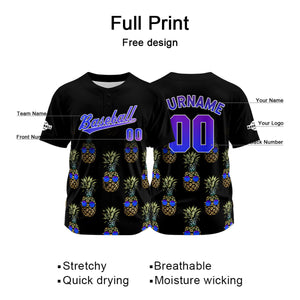 Camiseta de béisbol negra personalizada con nombre número y logotipo personalizados