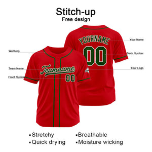 Camiseta de béisbol personalizada con diseño bordado & estilo hip hop & color rojo y verde oscuro