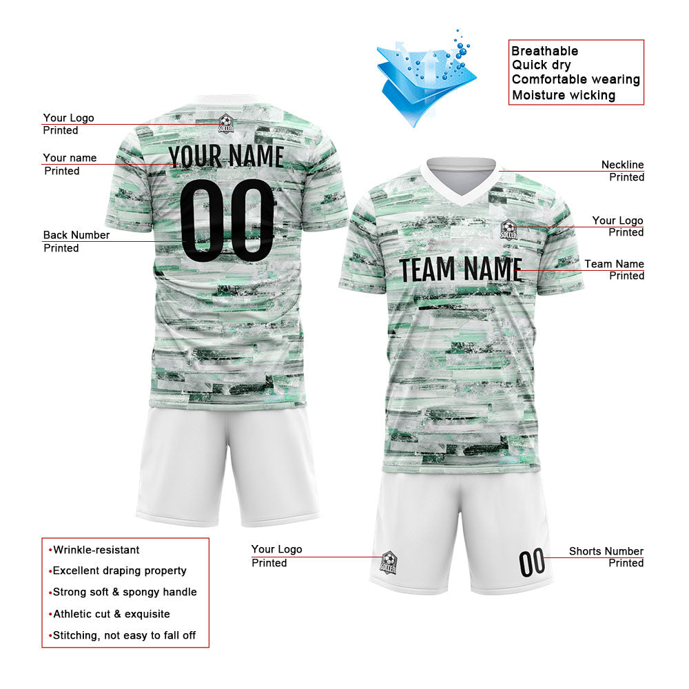Uniforme de fútbol personalizado para niños y adultos & conjunto personalizado & camiseta verde claro & papel tapiz