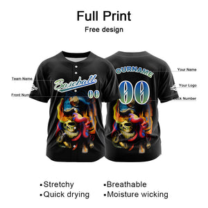 Camiseta de béisbol negra personalizada con botones para hombre mujer adulto y joven Nombre número y logotipo impresos