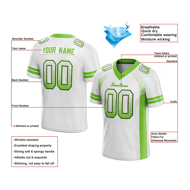 custom authentic drift fashion football jersey white-neon green mesh
