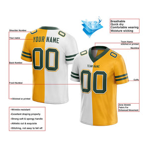 custom authentic split fashion football jersey yellow-white-green mesh