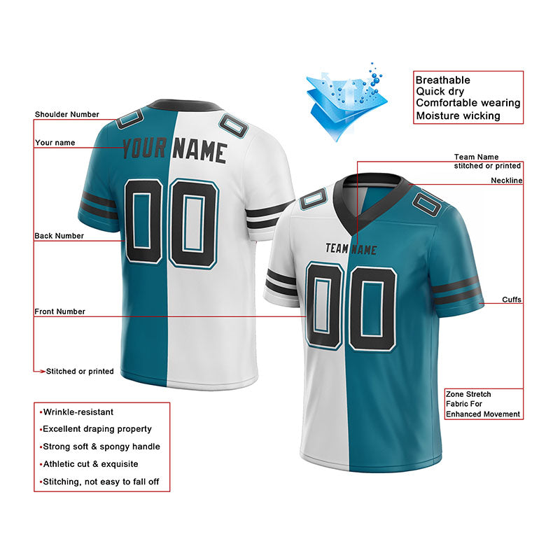 custom authentic split fashion football jersey royal-white mesh