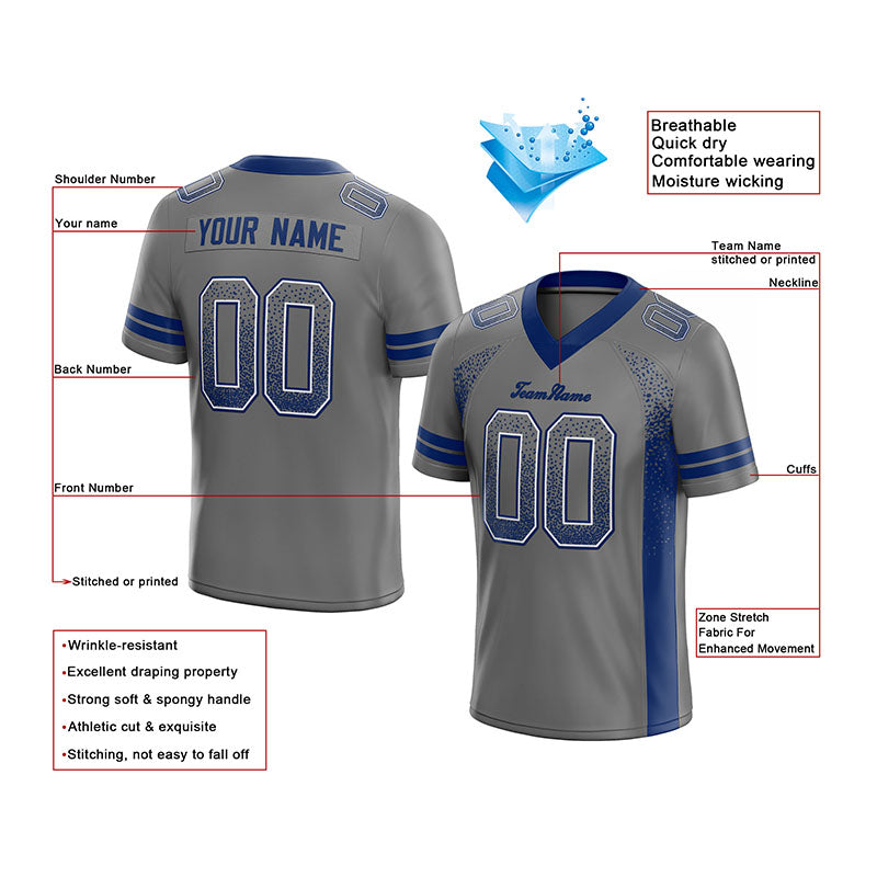 custom authentic drift fashion football jersey gray-royal mesh