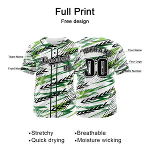 Camiseta de béisbol personalizada blanca y verde con botones para hombre mujer adulto y joven Estampado de nombre número y logotipo