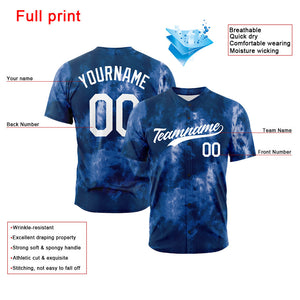Camiseta de béisbol con dise?o personalizado de estampado completo y te?ido anudado