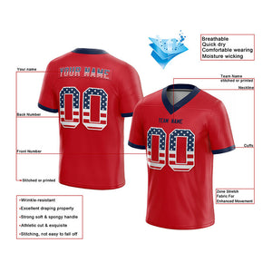 personal custom authentic pretty football jersey red-navy-white mesh