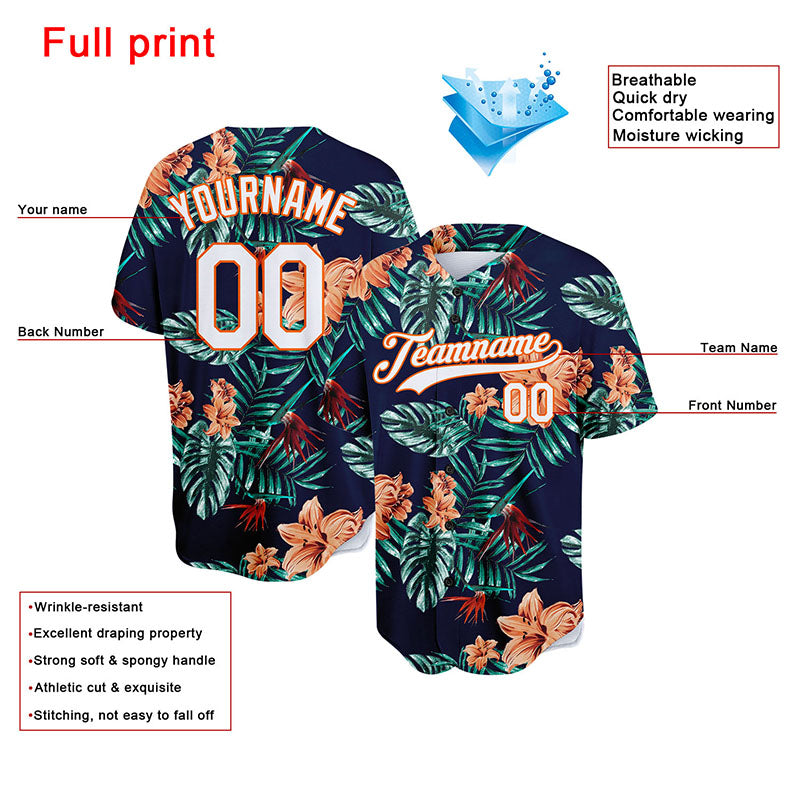 custom full print design authentic rainforest baseball jersey