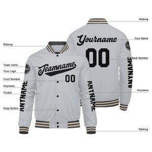 Chaquetas universitarias personalizadas en gris y negro para hombres & mujeres y jóvenes & Chaquetas Letterman personalizadas