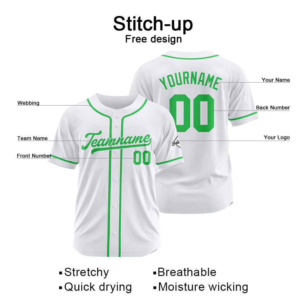 Camiseta de béisbol personalizada con diseño bordado & estilo hip hop & color blanco y verde