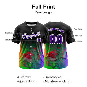 Camiseta de béisbol negra personalizada con botones para hombre mujer adulto y joven Nombre número y logotipo impresos