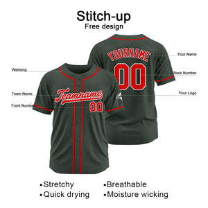 Camiseta de béisbol personalizada con diseño bordado & estilo hip hop & color gris oscuro-rojo