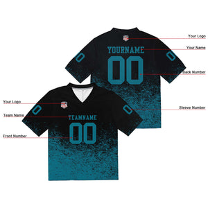 Camiseta de fútbol personalizada con nombre y número del equipo bordados-color negro y verde medianoche